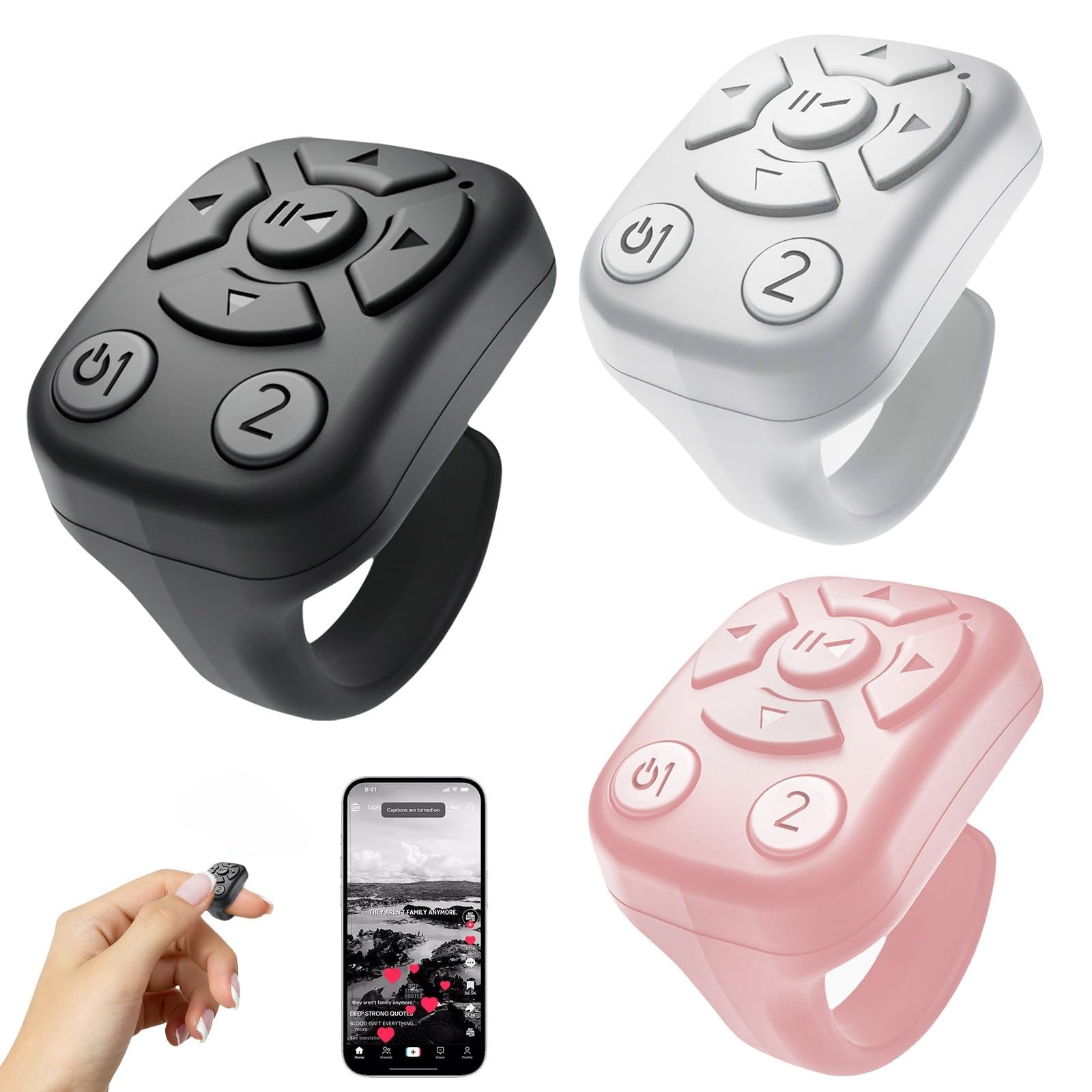 Photo 1 of Wireless Scrolling Ring for TikTok - Bluetooth Remote Control for iPhone, iPad & Android, Fingertip Bluetooth Controller with Camera Shutter, Perfect for TikTok Videos & Music Playback
