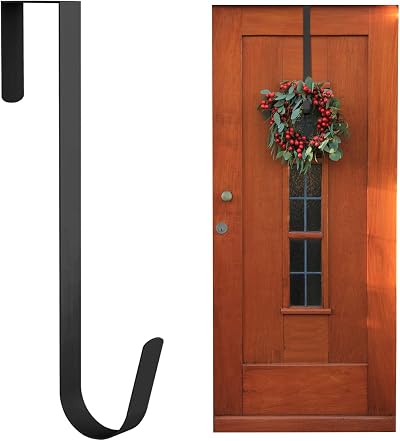 ANSIO Christmas Wreath Hanger Front Door 12.5 in Mild Steel Black