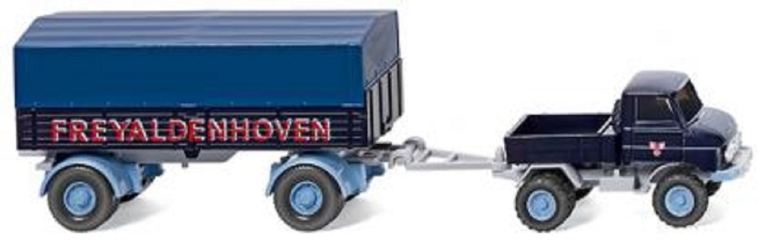 Unimog U 411 with trailer "Freyaldenhoven" - Model Car, Ready-made - Wiking 1:87