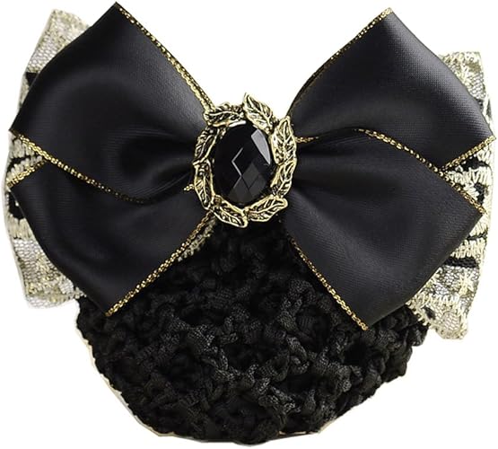 Amazon Fintier レトロ レース リボン バレッタ 手編みネット付 お団子ネット 髪留め 髪飾り ヘアクリップ レディース ヘアアクセサリー 披露宴 結婚式 入学式 婚葬祭 バレッタ クリップ 通販