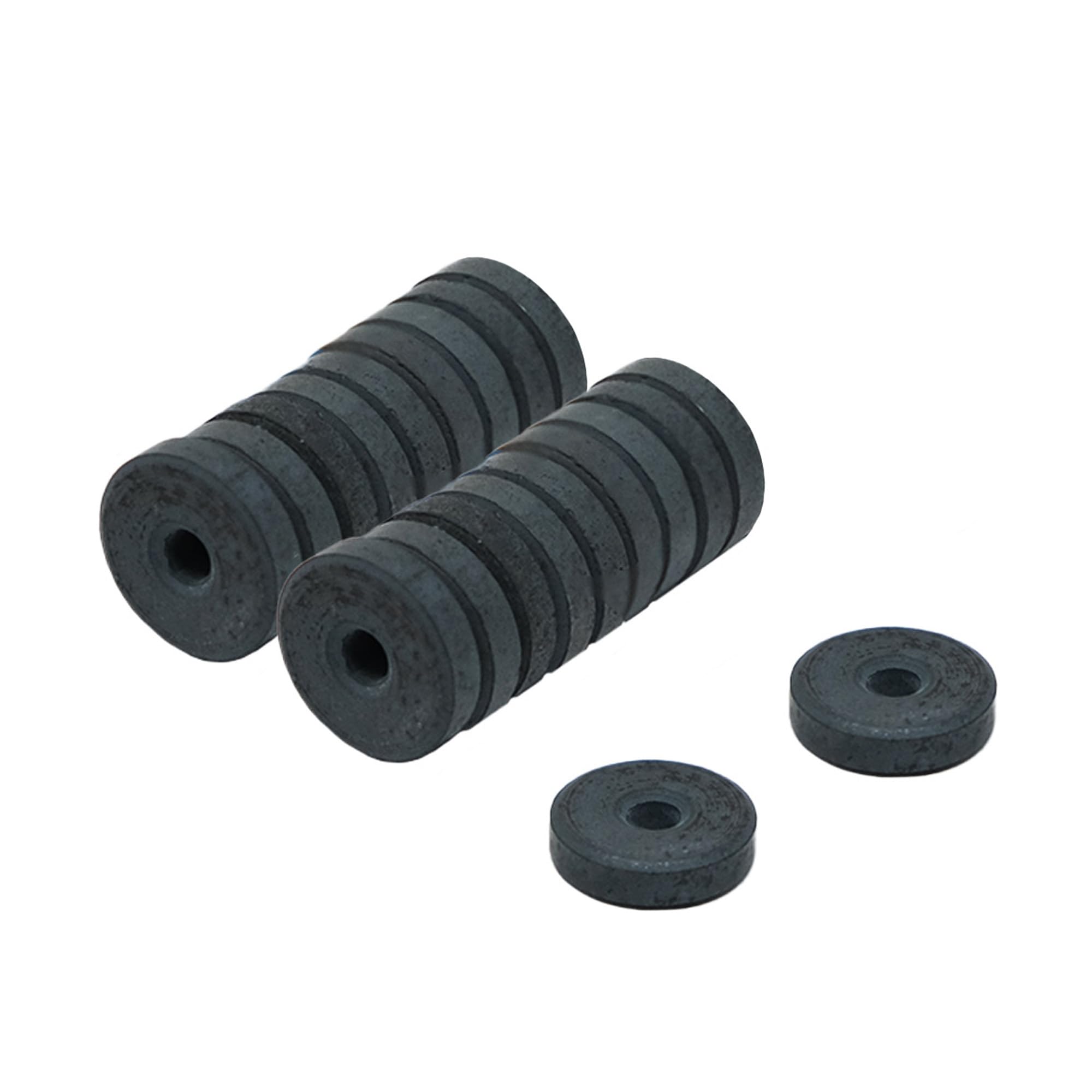 Y10 Ferrite Magnets for Arts, Crafts, Model Making, DIY and Hobbies - 12mm O.D. x 3mm I.D. x 3.3mm thick - 0.1kg Pull - Pack of 20