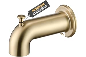 YASINU Extra Long Tub Spout with Diverter Brushed Gold, Fits 1/2" IPS Internal Thread, for 4 inch Length Extend Pipe