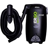 Atrix Ergo Edge Canister Shop Vac-Wall Mounted Garage Vacuum Cleaner with Built-in Dust Bag &amp; Extendable Hose-Compact Black Design, 20 x 9 x 12