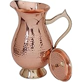 2activelife 100% Pure Copper Pitcher 50.72 oz 1500 ml, Traditional Mughlai Copper Water Jug with Lid & Handle, Copper Drinking Water Pitcher for Daily Use, Ayurvedic Inspired