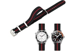 Niziruoup Nylon Elastic Watch Strap Military Parachute Style Watch Band 18mm 20mm 22mm Premium Striped Nylon One-Piece French Paratrooper Watchband Smartwatch Band Replacement Strap for Men Women
