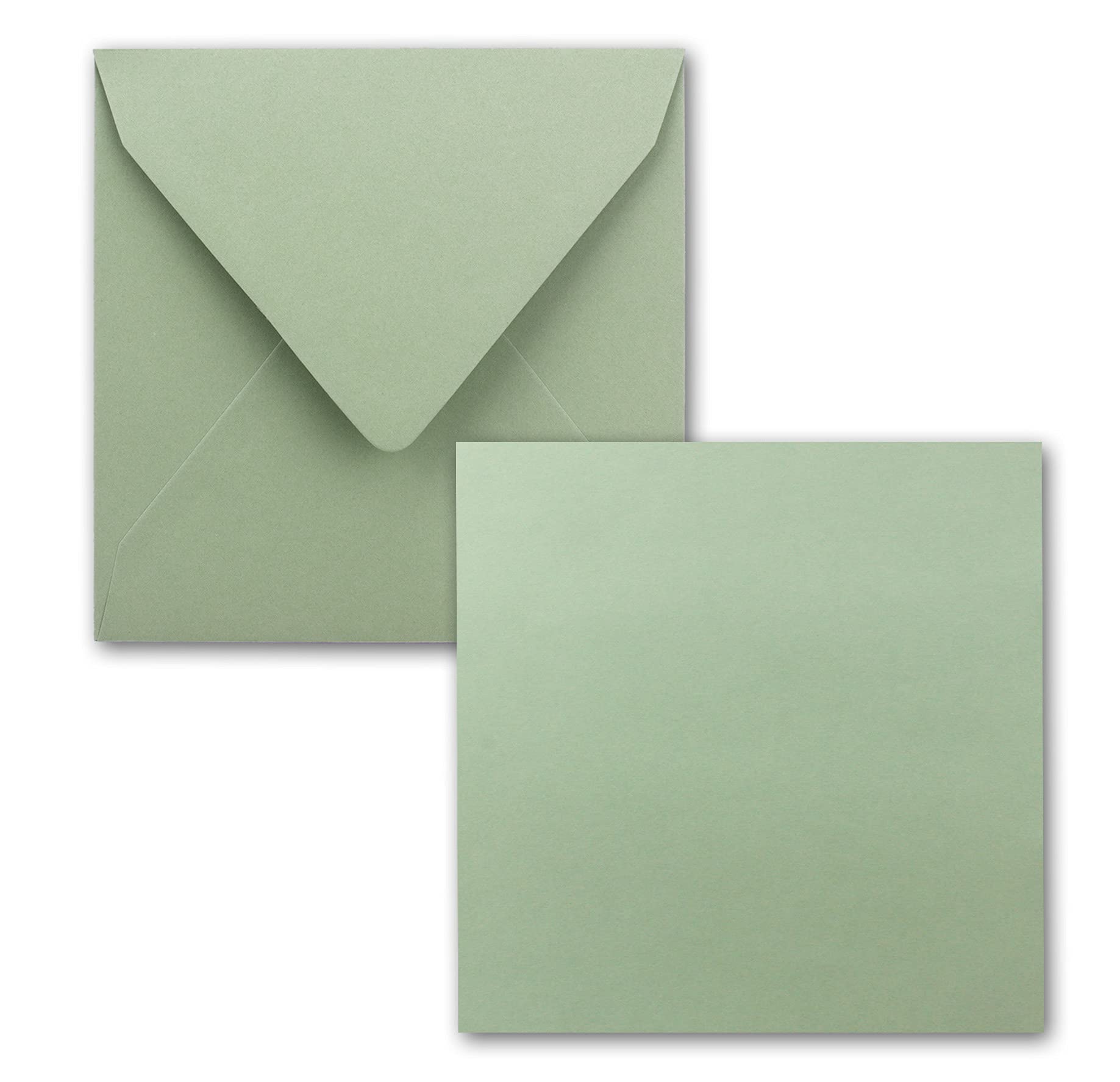Square single card set - 15 x 15 cm - with envelopes - Eucalyptus - 25 pieces - for greeting cards & more -