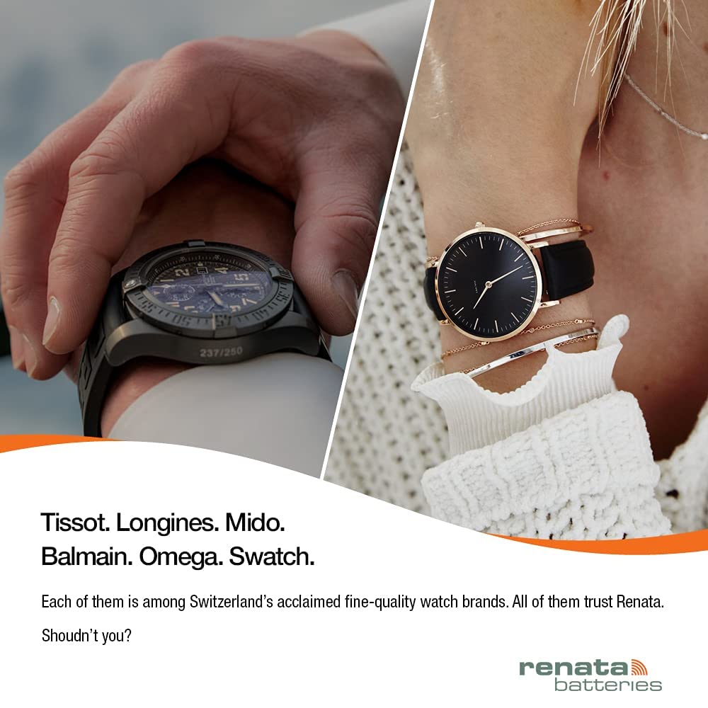 Renata Batteries Renata 317 SR516SW Batteries - 1.55V Silver Oxide 317 Watch Battery (2 Count)