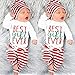 Xmas 3Pcs Set Newborn Baby Girl Boy Letters Print Top Romper+Pants+Hat Outfits Size 3-6Months/Tag70 (Red)