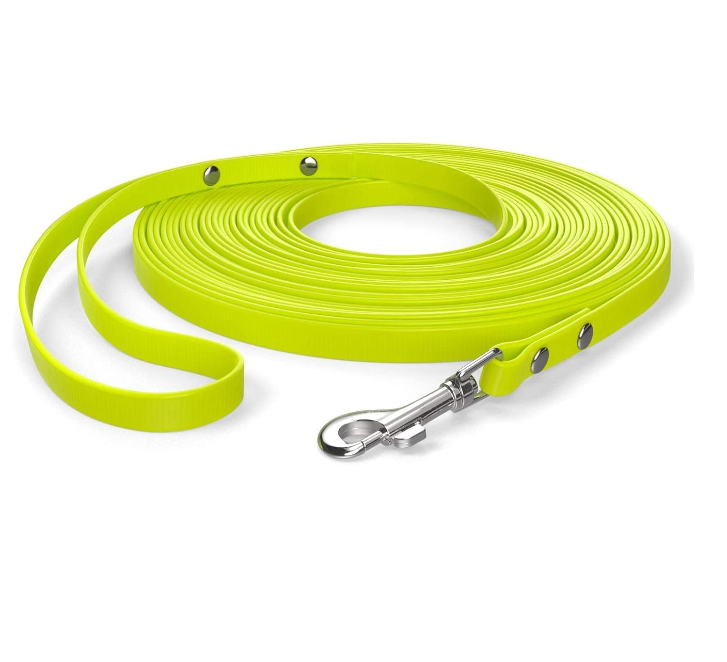10m drag lead, dog lead, hand loop, neon yellow, extra narrow, dirt and water repellent