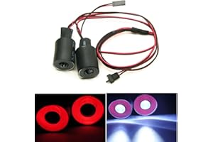 MOHERO 2 LEDs Angel Eyes & Demon Eyes LED Light Headlights for 1/10 RC Model Crawler Cars Headlamps (Red+White, 22mm)