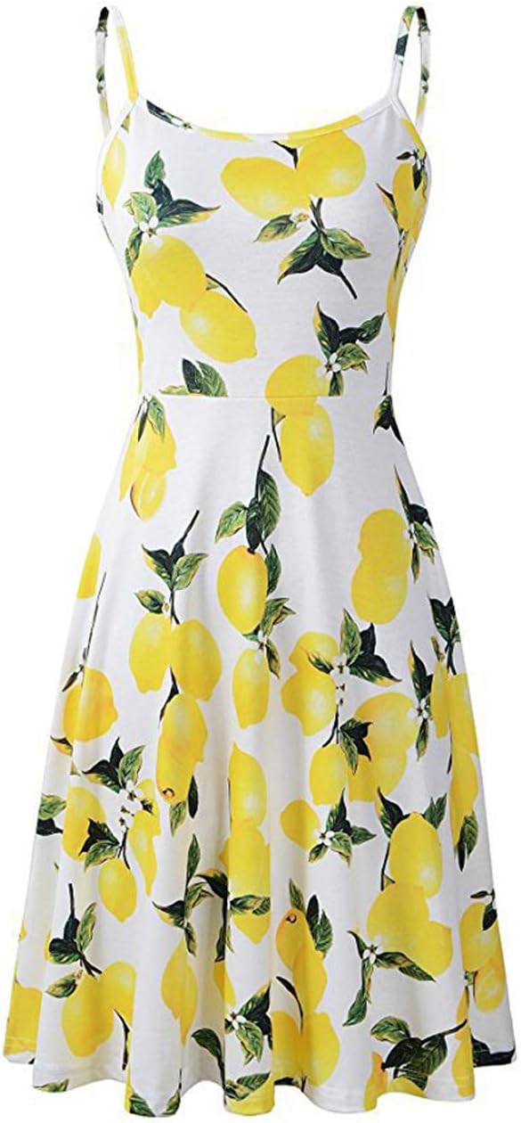 Women's Sleeveless Midi Dress, Summer Casual Loose Boho Straps Sexy Floral Cocktail Simple Long T-Shirt Dresses for Beach Evening Party Vacation