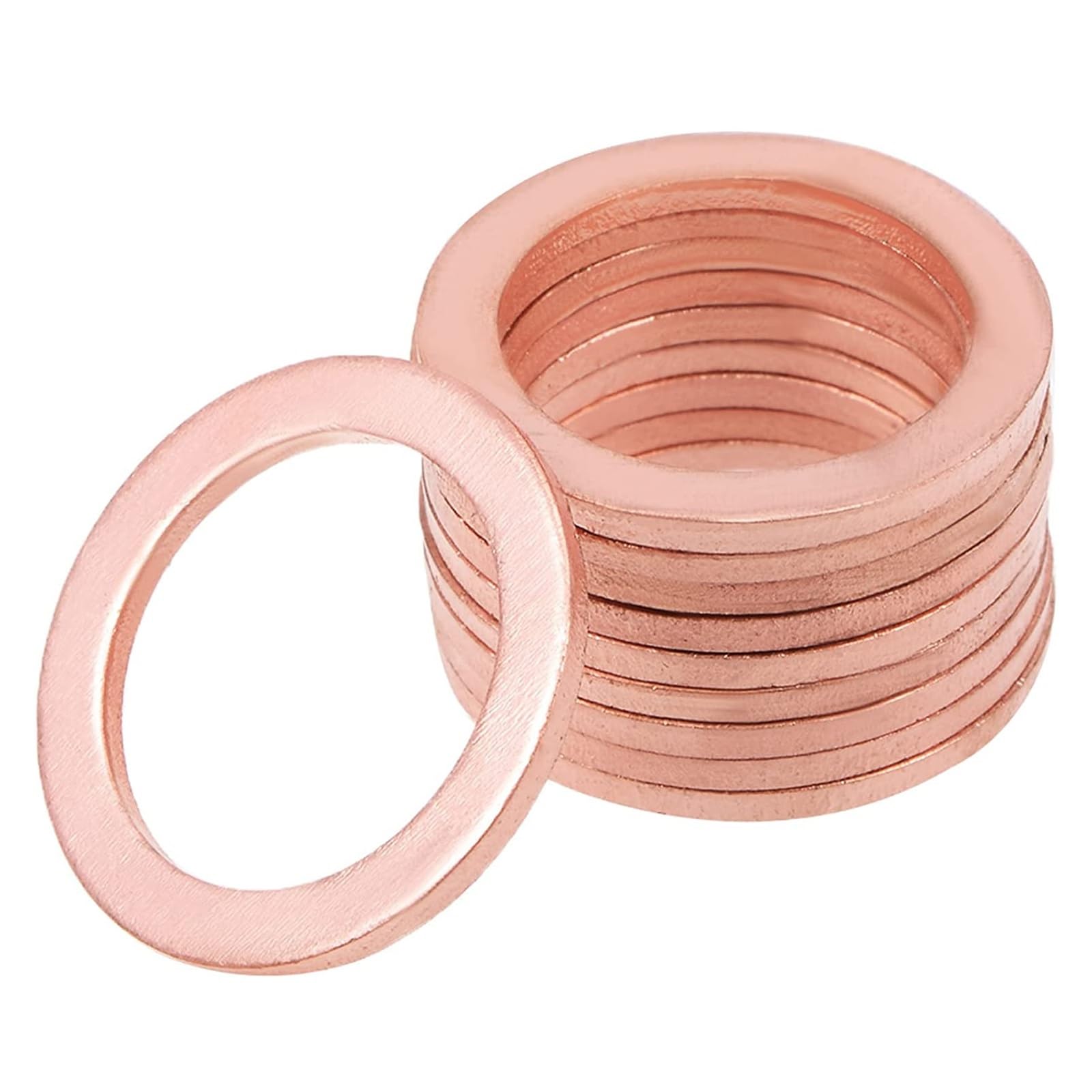 10pcs M16 Copper Washers Flat Ring Sump Plug Oil Seal Gasket Sealing Fitting Washers (M16*22 * 1.5)