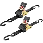 Erickson Pro Series 2in x 10ft Black Retractable Ratcheting Tie-Down Straps, High-Strength Design, 3300 lb Load Capacity, Pack of 2