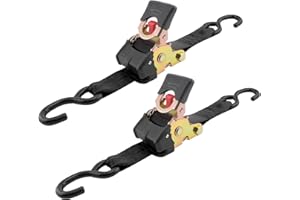 Erickson Pro Series 2in x 10ft Black Retractable Ratcheting Tie-Down Straps, High-Strength Design, 3300 lb Load Capacity, Pack of 2
