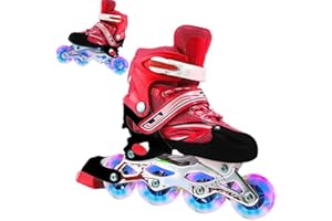 2 in 1 Roller Skates - 4 Size Adjustable Roller Skates for Kids and Adults , Perfect First Skates for Girls and Boys with All