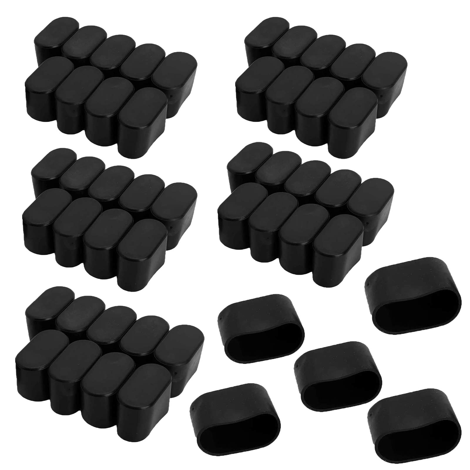 Rubber Furniture Pads Oval Shape Table Chair Leg Foot End Caps Covers Floor Black 10pcs 15x30mm
