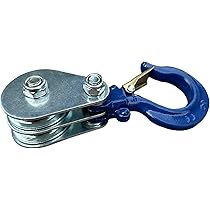 WANMEIZI Double Pulley 1 Ton Snatch Block with Hook Heavy Duty