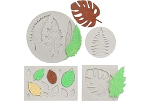 Leaf Fondant Mold, Beasea 4pcs Leaf Mold Leaf Silicone Soap Mold Rose Polymer Clay Molds Maple Pattern Mold Candy Chocolate Cake Decorating Molds for Sugar Craft