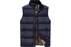 XinYangNi Men's Winter Warm Outdoor Padded Puffer Vest Thick Fleece Lined Sleeveless Jacket