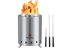 Mavalzy Tabletop Fire Pit, Small fire pits for Outside Patio Indoor Urban & Suburbs, Stainless Steel Small fire Pit with Travel Bag, smokeless City Bonfire Portable fire Pit for smore’s Maker
