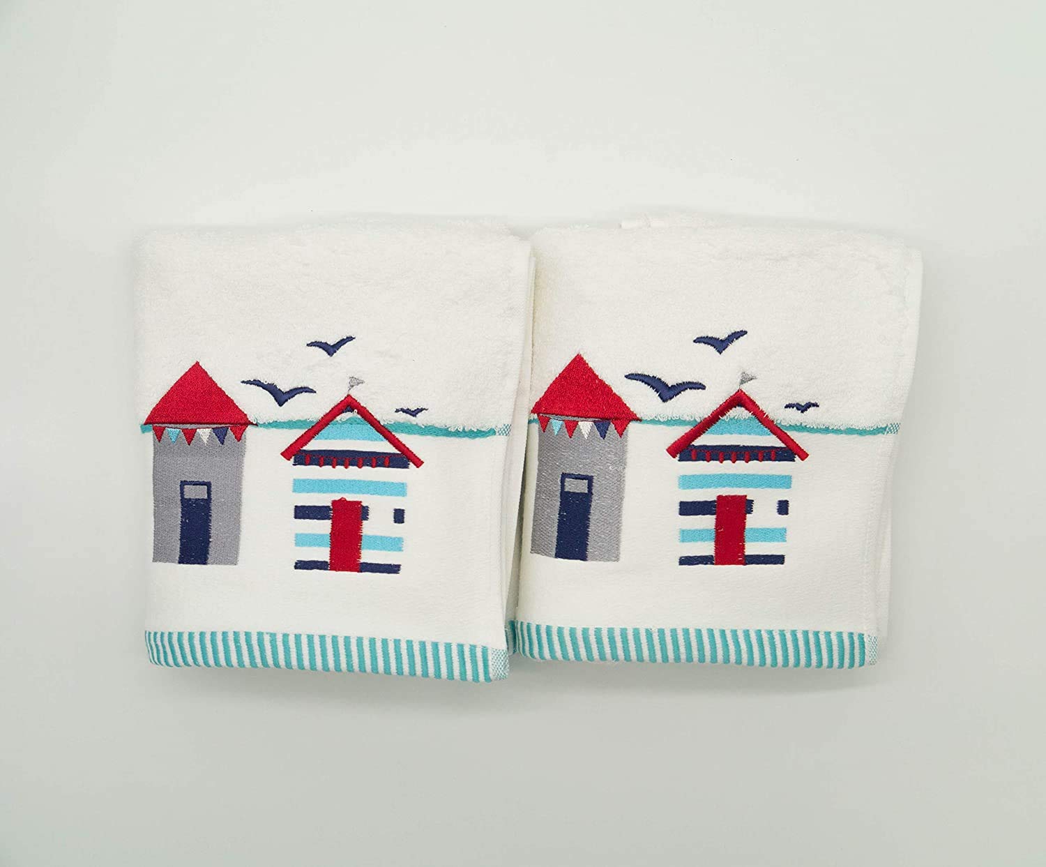 Lex's Linens Pack of 2 Beach Hut Hand Towels