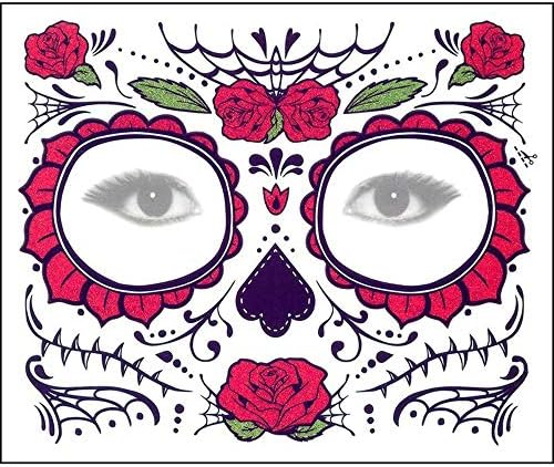 DAYSEVENTH Halloween 2PCS Day Of The Dead Dia de los Muertos Face Mask Sugar Skull Tattoo Beauty