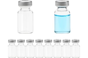 LZHNB 5ml Glass Vials for Injection, Self Healing Injection Port, Empty Transparent Sealed Vials 10Pcs. (5ml)