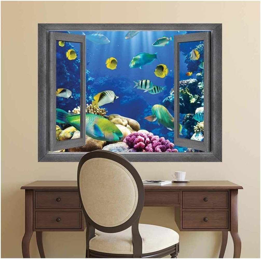 wall26 - Open Window Creative Wall Decor - Underwater World - Wall Mural, Removable Sticker, Home Decor - 24x32 inches