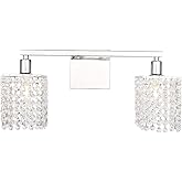 Living District Phineas 2-Light Metal Wall Sconce in Chrome and Clear Crystals