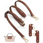 Neylissia Top-Grain Leather Strap for LongChamp Mini Pouch, Upgraded Buckles Mini Bag Adjustable Crossbody Shoulder Straps Conversion Kit Replacement (Brown, XS)