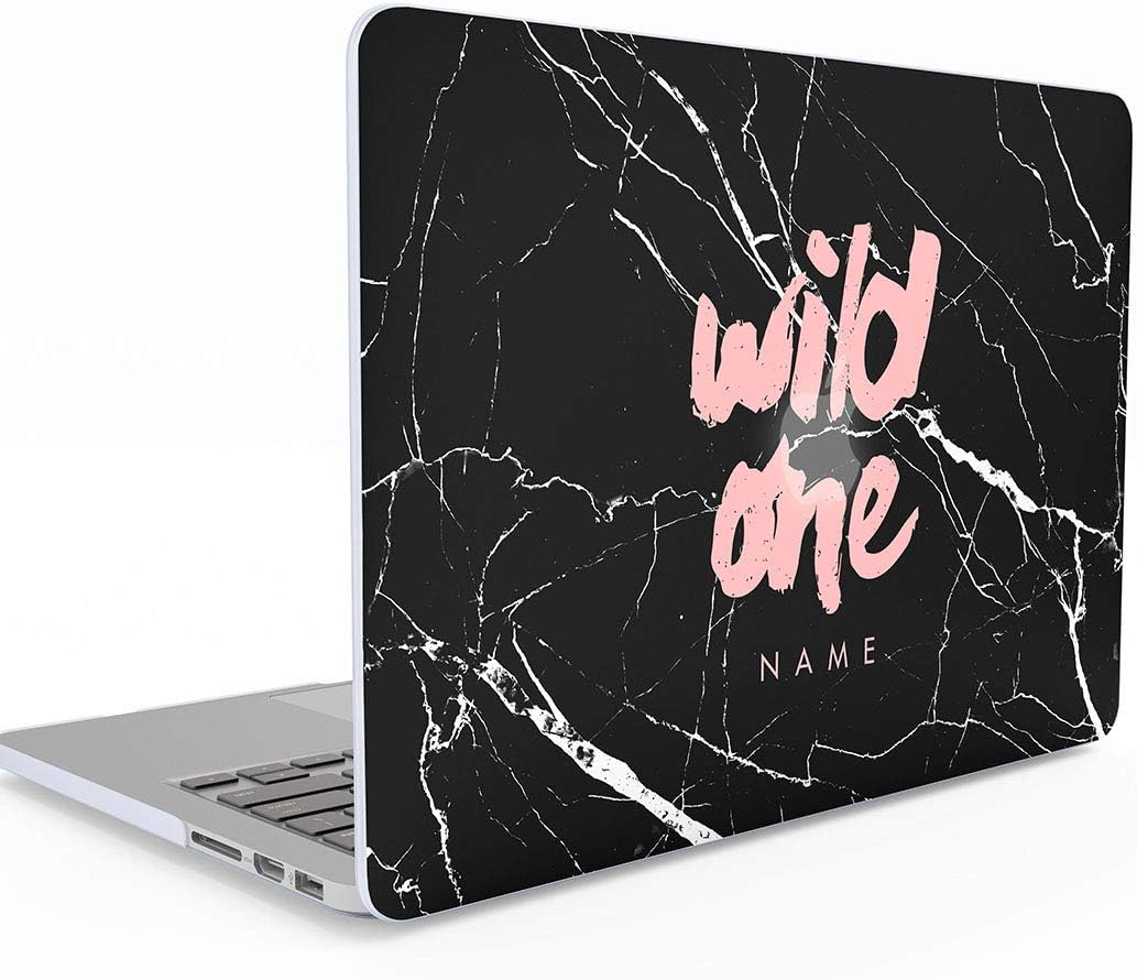 Personalised Best Friend Custom Text Name Initials Wild One Black Marble Bestfriend Macbook Air 13 Inch Case, 13-13.3 Inch, Model: A1466 / A1369, Hard Case Cover