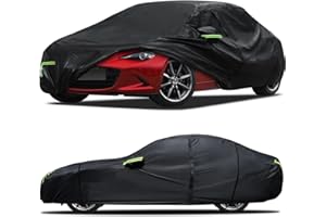 QUALENCEY Car Cover Custom Fit for Mazda Miata MX-5 1989-2025,6 Layers Truck Cover Waterproof All Weather for Automobiles,Outdoor Full Exterior Cover,Rain, Sun, Wind Protection,Black