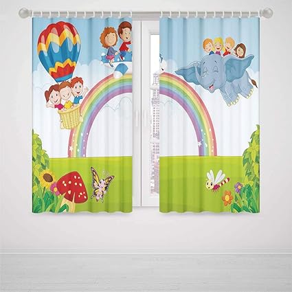 Amazon Com Iprint Mickey Mouse Bedroom Curtains Rainbow