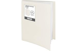 Dunwell Binder with Plastic Sleeves 24-Pocket, (Ivory) Presentation Book, 8.5 x 11 Portfolio Folder with Clear Sheet Protectors, Displays 48 Pages of Documents, Certificates, Keepsakes