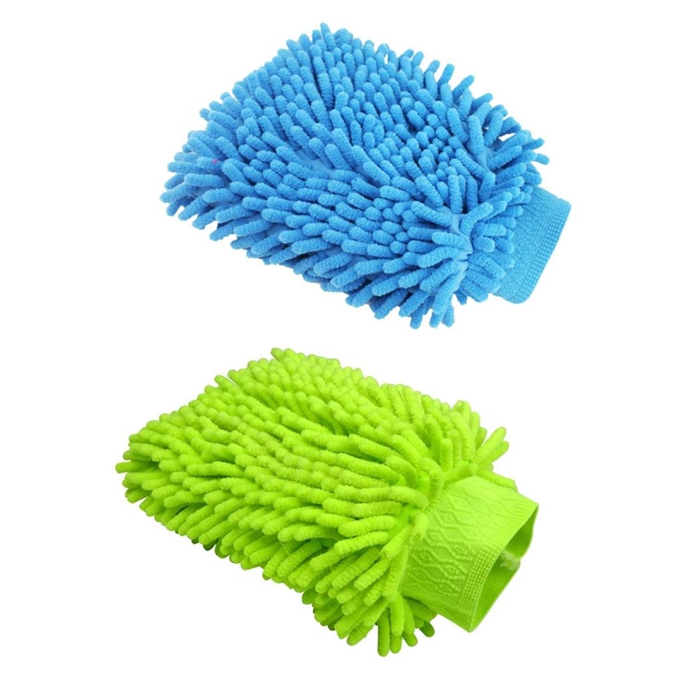NA 2Pcs Microfiber Car Wash Mitt - Cleaning Gloves for Vehicles and Household Use
