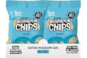 Real Naturals Shiitake Mushroom Chips, Sea Salt, Non GMO, Low Calorie, Vegan, 12 Count of 32g