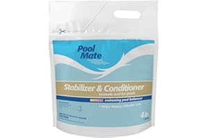Pool Mate 4-Pounds Premium Pool Stabilizer and Conditioner, Concentrated Cyanuric Acid for Pools, Helps Chlorine Last Longer