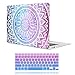 iCasso MacBook Air 11 inch Case Rubber Coated Glossy Hard Shell Plastic Protective Cover for MacBook Air 11 inch Model A1370/A1465 with Keyboard Cover (Blue&Purple Medallion)