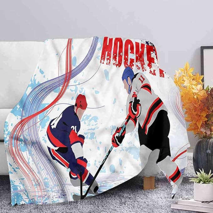 LCGGDB Hockey Fleece Throw Blanket,50"x60",Players on