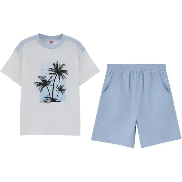 Lucky Brand Jungen 3-teiliges Set – Kurze Hose & Top Aus Gewebtem Strick, Stylisches Outfit Für Kinder
