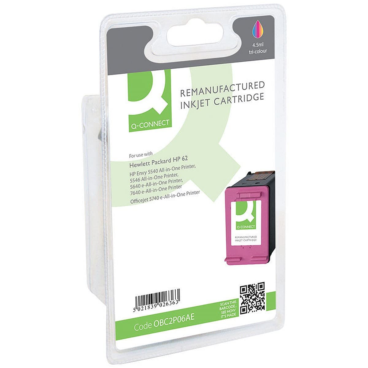 Q-Connect HP 62 Inkjet Cartridge 3 Colour (Capacity: 4.5ml)