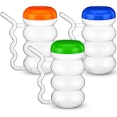 FoldTier 3 Pcs Sippy Cup 14 oz Easy to Grip Plastic Kid's Cup, Multicolor | Where The Handle Is The Straw Clear Sippy Cups, Spill Proof Mug for Everyday Use for Kids Elderly Disabled and Handicapped