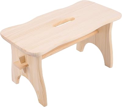 Creative Deco Unpainted Wooden Foot Step Stool Chair 38x19x21cm Pinewood
