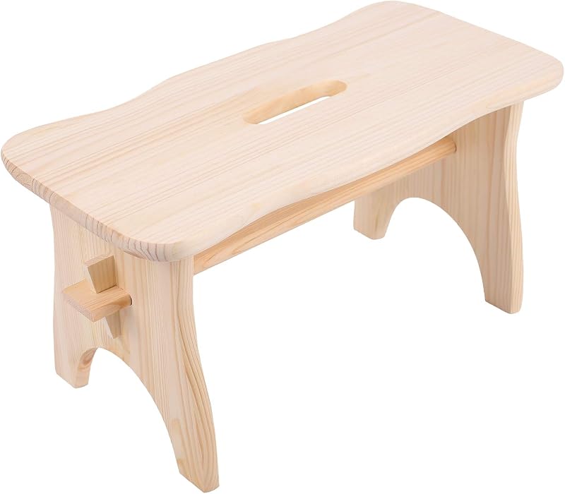 Creative Deco Unpainted Wooden Foot Step Stool Chair 38x19x21cm Pinewood