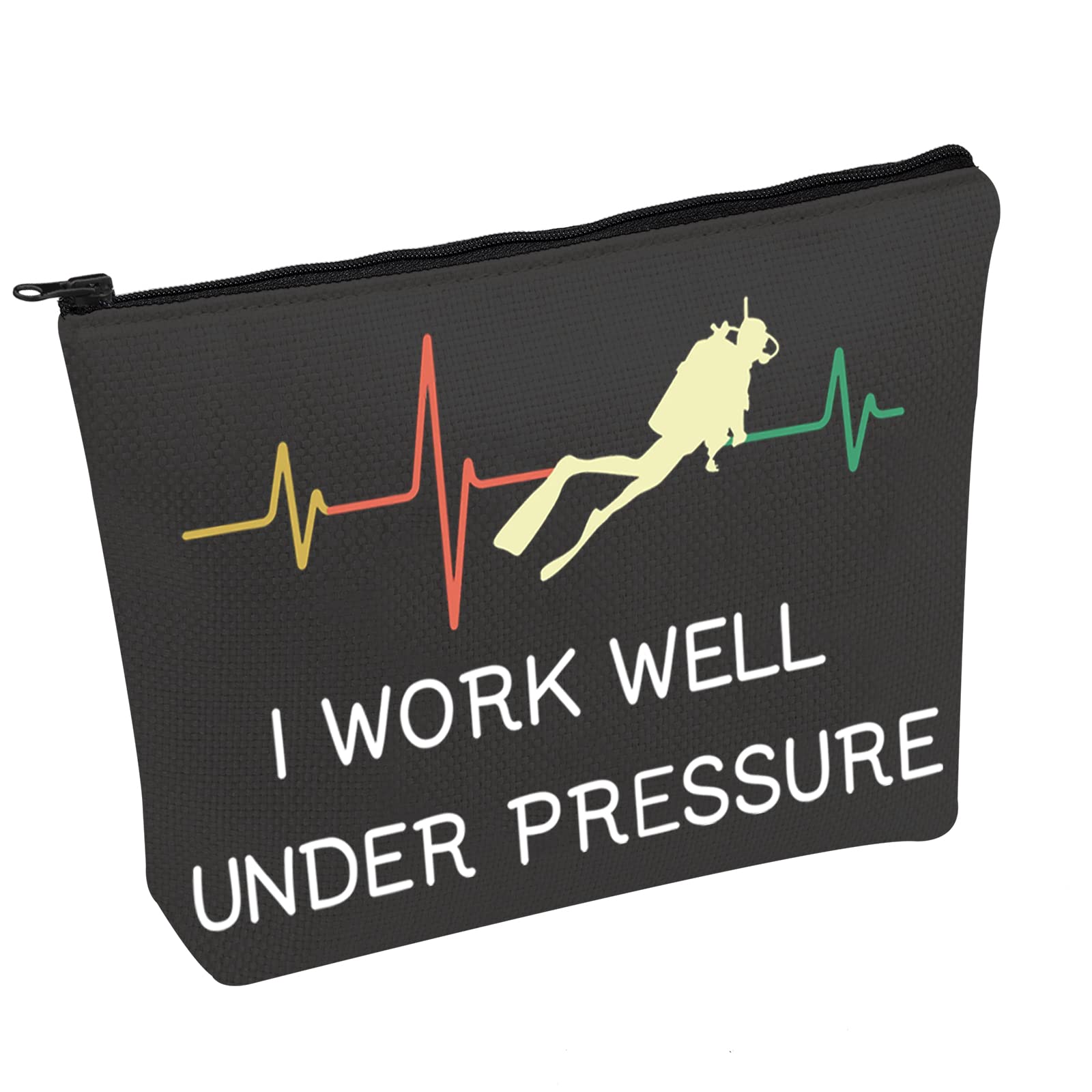 Scuba Diving Cosmetic Bag Scuba Diving Lover Gift I Work Well Under Pressure Make up Zipper Pouch Bag for Scuba Diver (I Work Well)