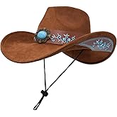 IFSUN Western Cowboy Hat for Women & Men Leather Cowgirl Hat Wide Brim with Belt Buckle