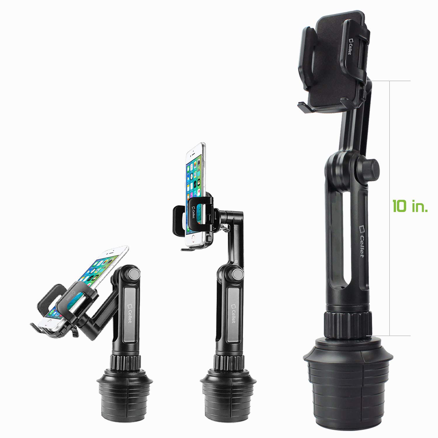 Cellet Car Phone Holder Mount, Car Cup Phone Holder Mount, Compatible with Apple iPhones, Samsung Galaxy Smartphones, Motorola Moto Google Pixel (Fits for Tesla Model 3 Y S X) Extra Long Neck