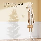 Pipishell Sturdy Wooden Coat Stand with 8 Hooks, 3 Heights White view 4