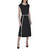 Karl Lagerfeld Womens Sleeveless Scuba Crepe Wear to Work Midi Dress