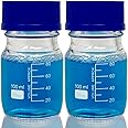 Karter Scientific 100ml Glass Round Media Storage Bottles with GL45 Screw Cap, Borosilicate Glass, 251X2 (Pack of 2)
